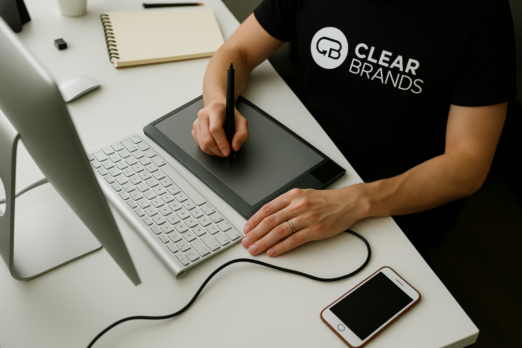 Graphic Designer Working On A Logo Design