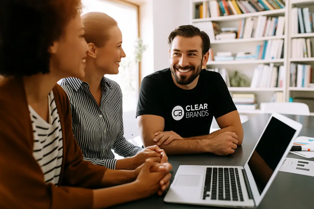 SEO Expert Sitting To Review Their SEO Strategy With His Client