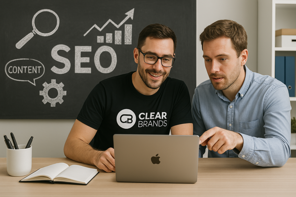 SEO Expert Reviewing A Websites Ranking With A Tampa Client