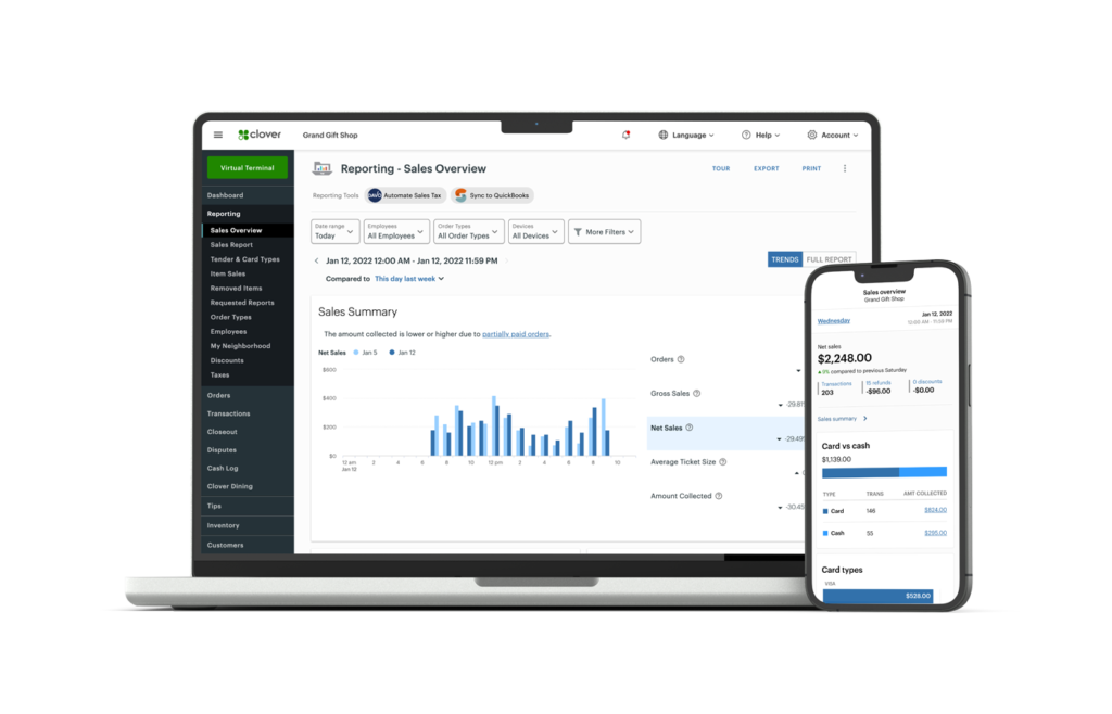 Clover Virtual Terminal & Dashboard